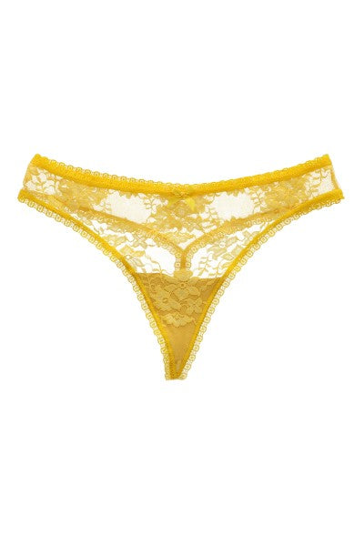 Tanga mesh borde encaje AMARILLO