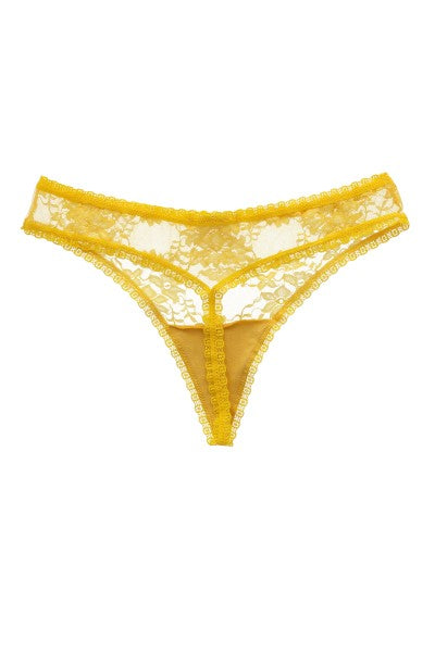 Tanga mesh borde encaje AMARILLO