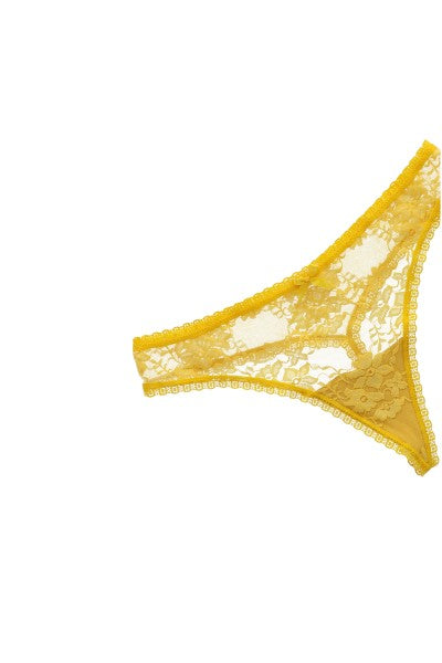 Tanga mesh borde encaje AMARILLO