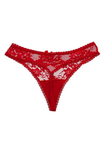 Tanga mesh borde encaje ROJO
