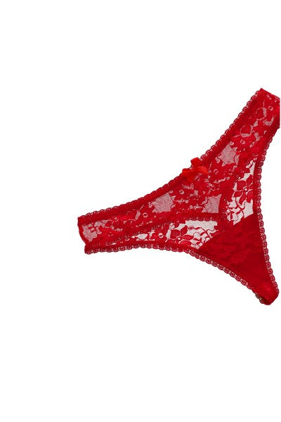 Tanga mesh borde encaje ROJO