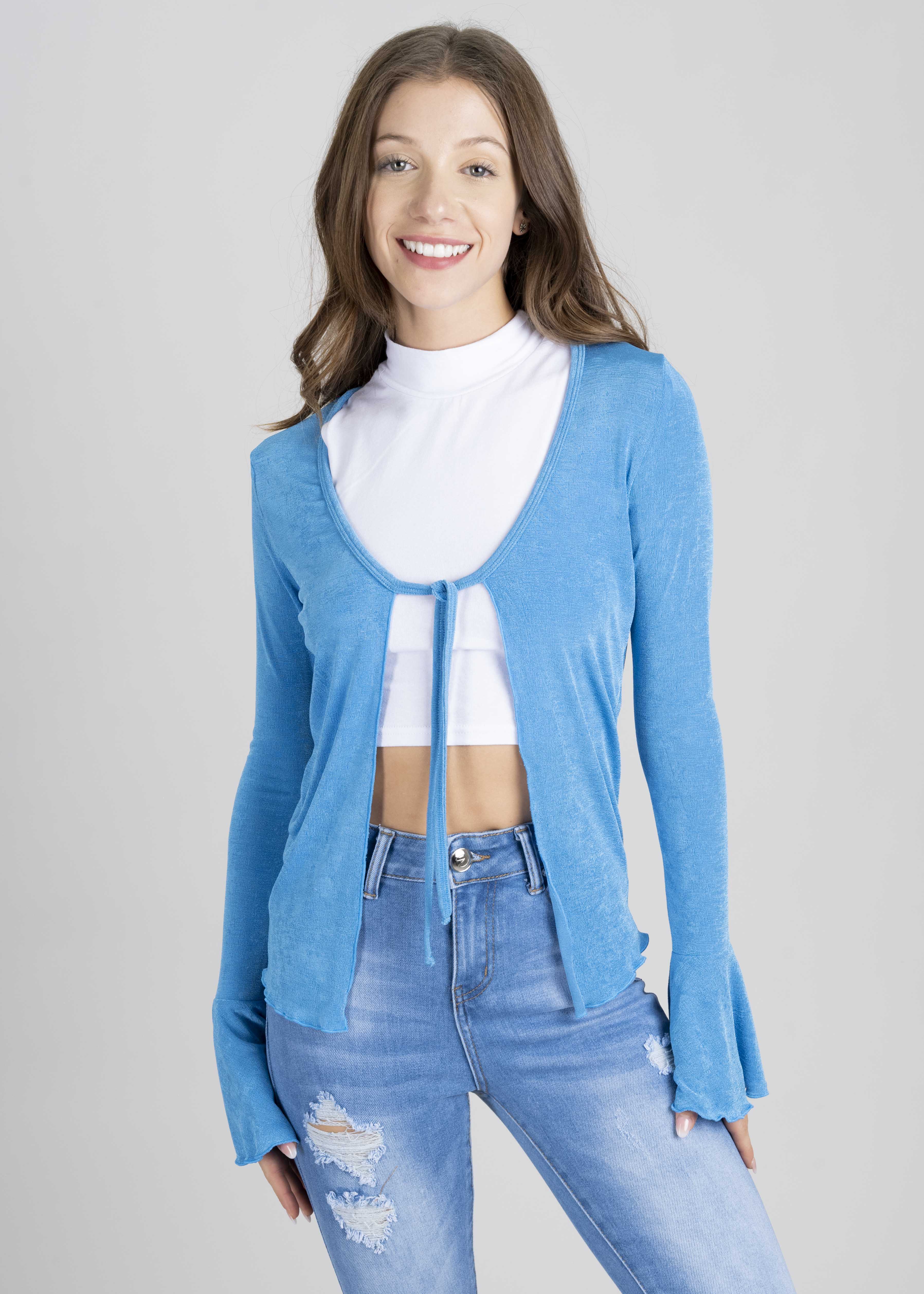 Top lurex manga amplia AZUL REY