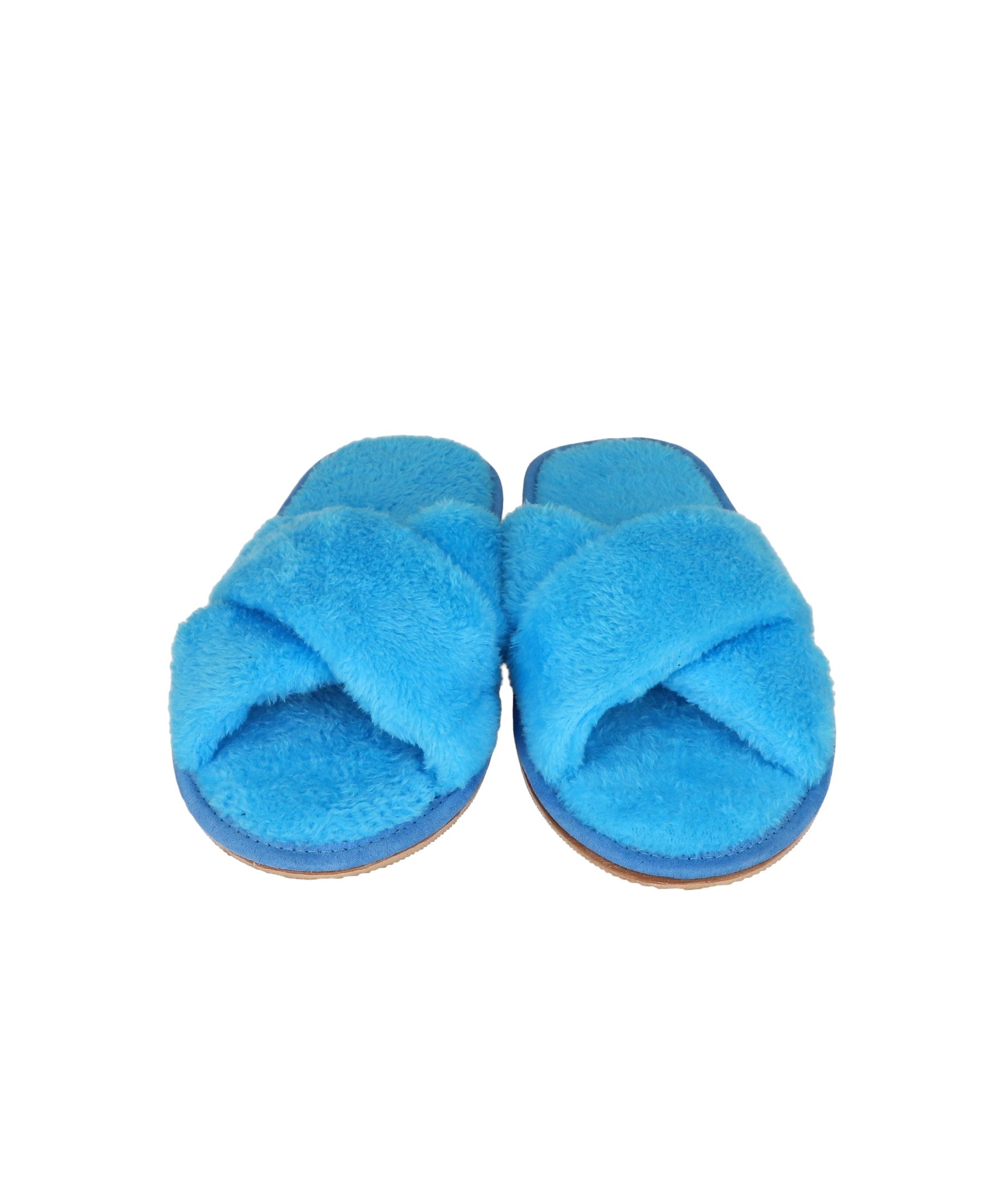 Pantufla Peluche Doble Tira TURQUESA