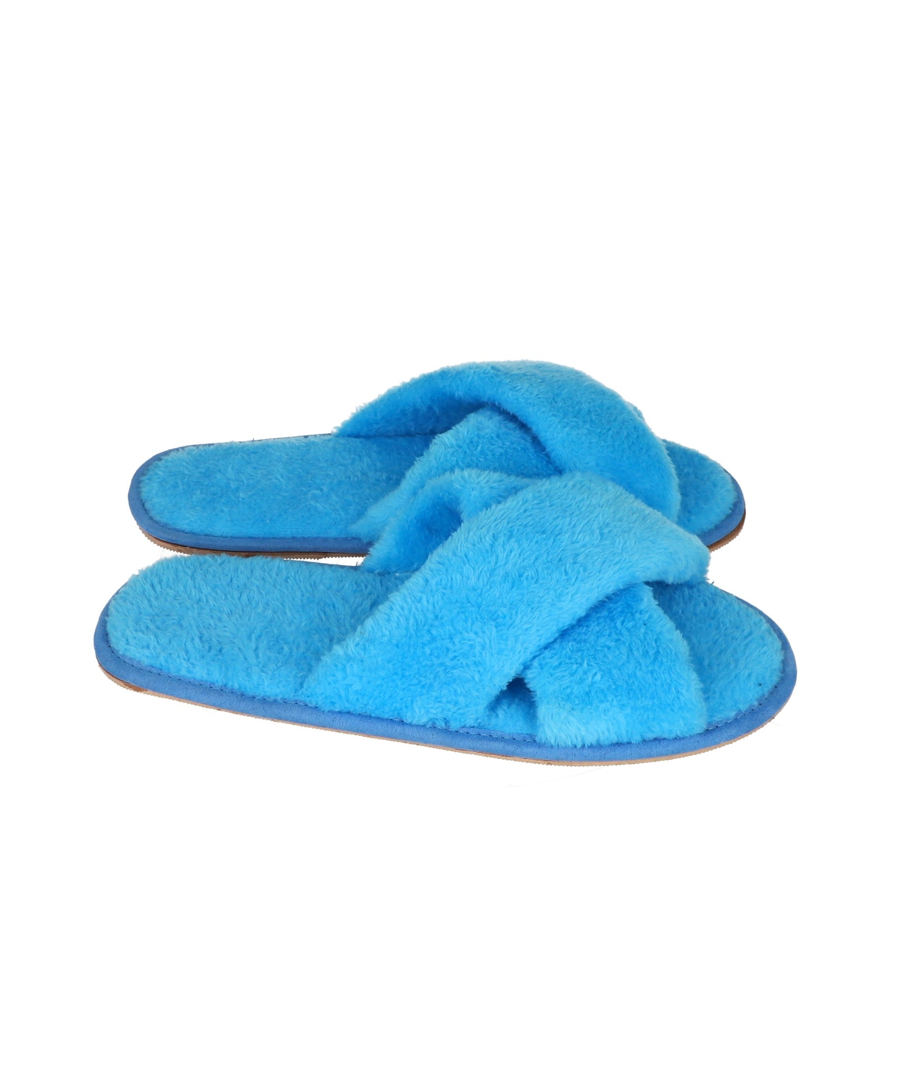 Pantufla Peluche Doble Tira TURQUESA