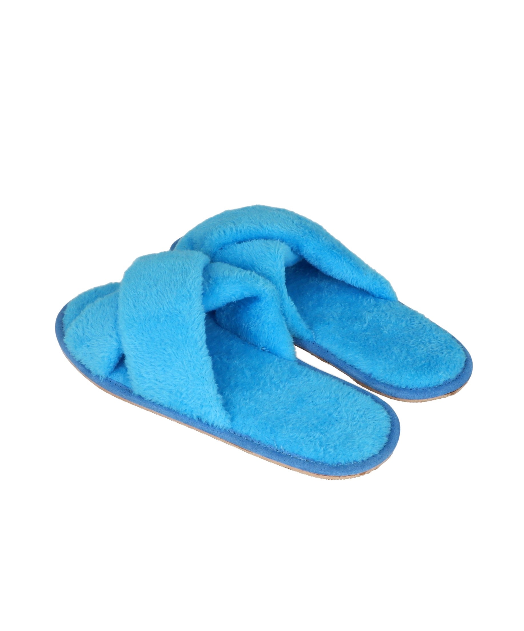 Pantufla Peluche Doble Tira TURQUESA