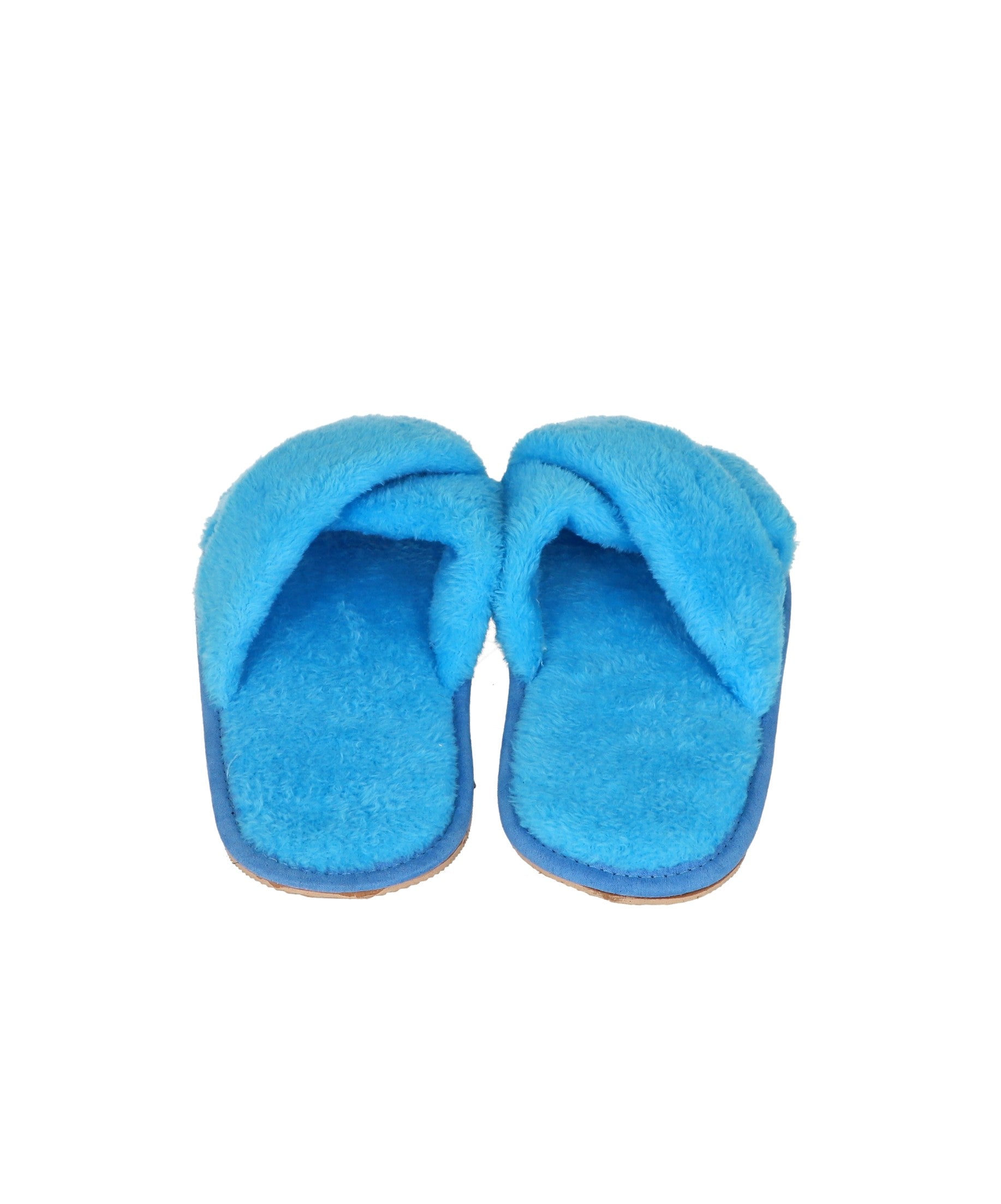 Pantufla Peluche Doble Tira TURQUESA