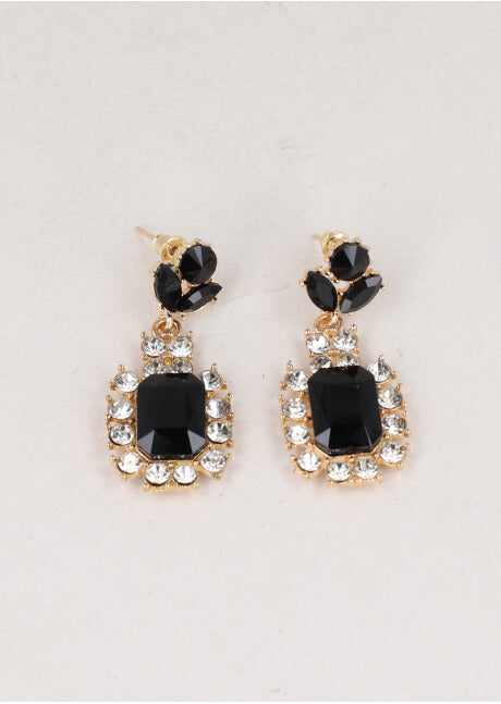 Aretes cristal brillos NEGRO