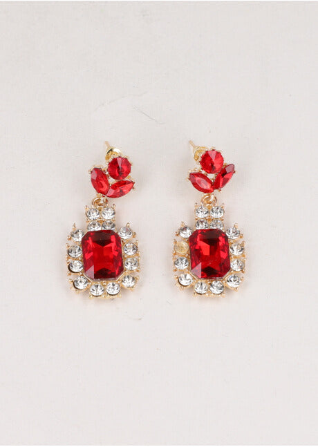 Aretes cristal brillos ROJO