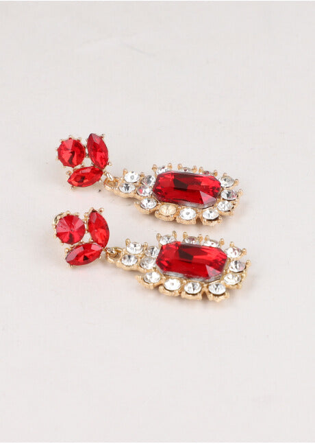 Aretes cristal brillos ROJO