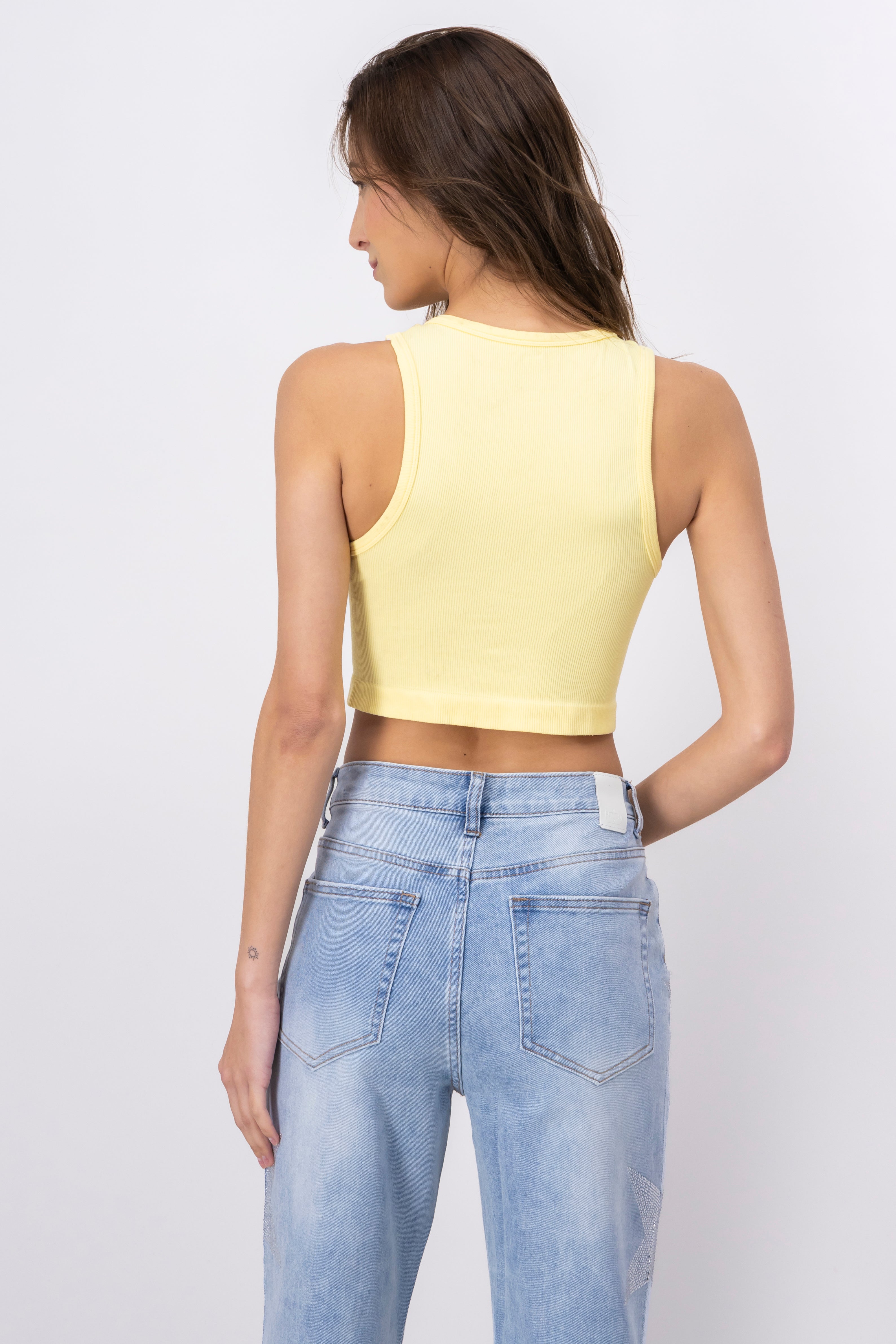 Top Tank Acanalado Liso AMARILLO PASTEL