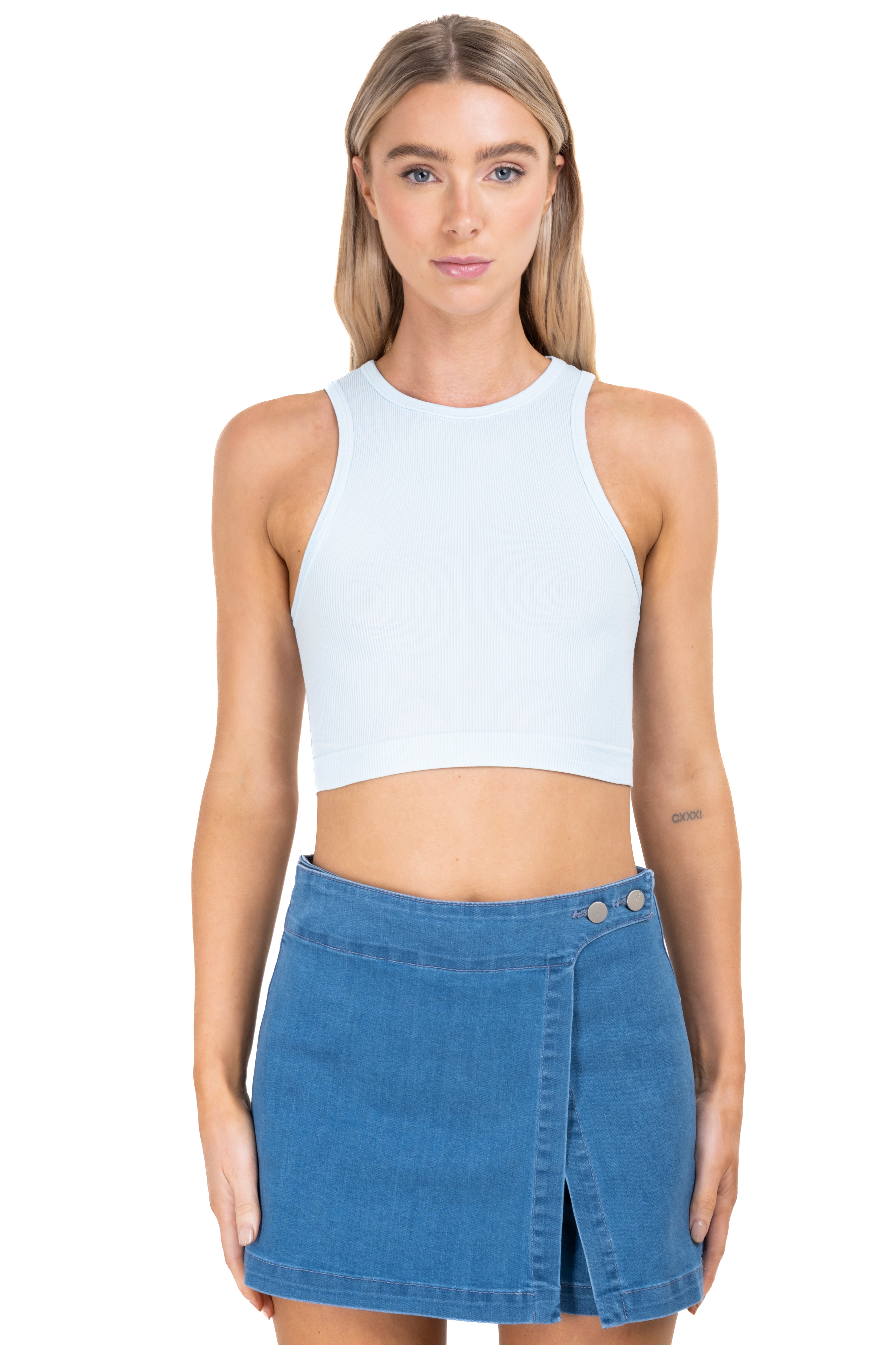 Top Tank Acanalado Liso AZUL PASTEL