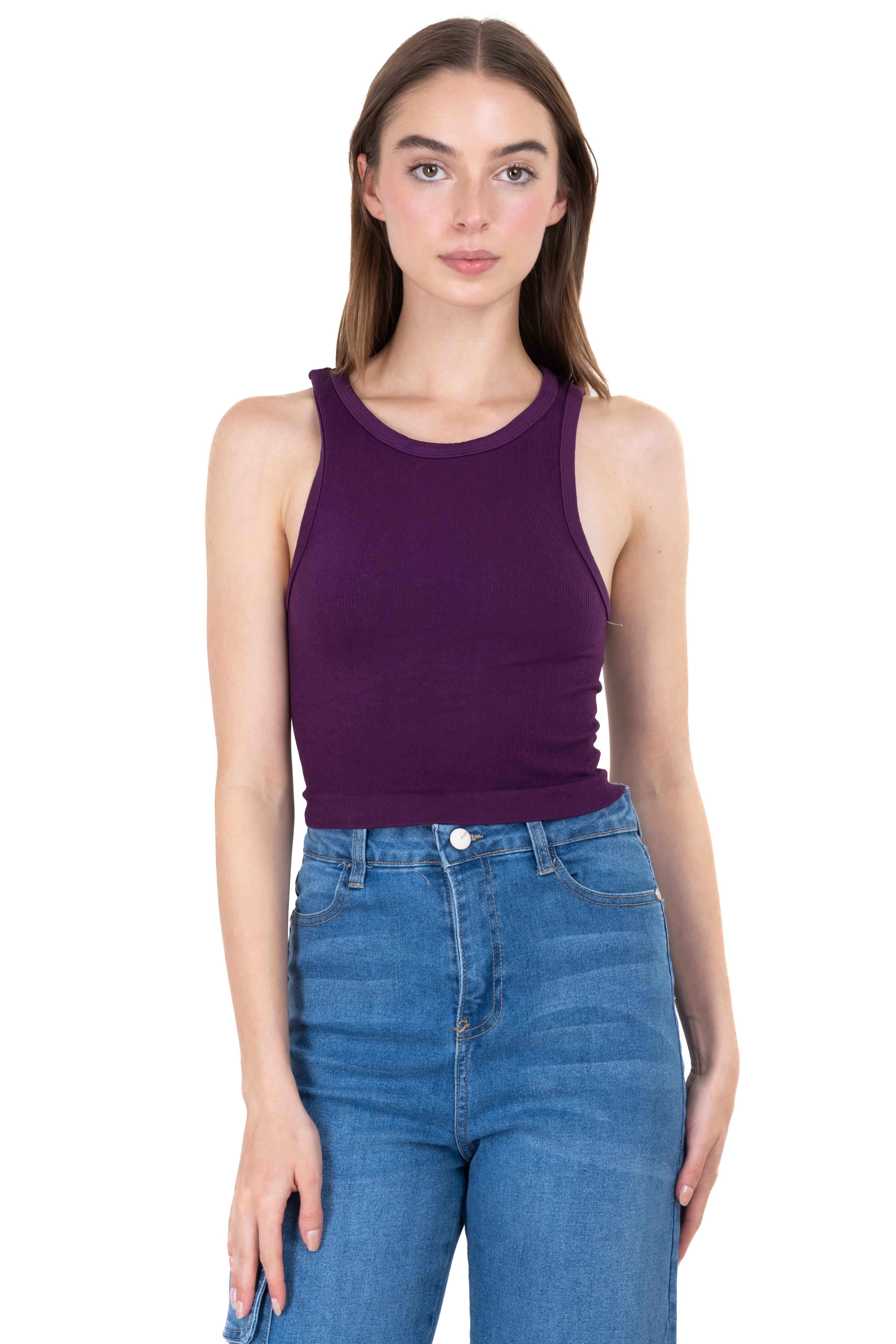 Top Tank Acanalado Liso MORADO