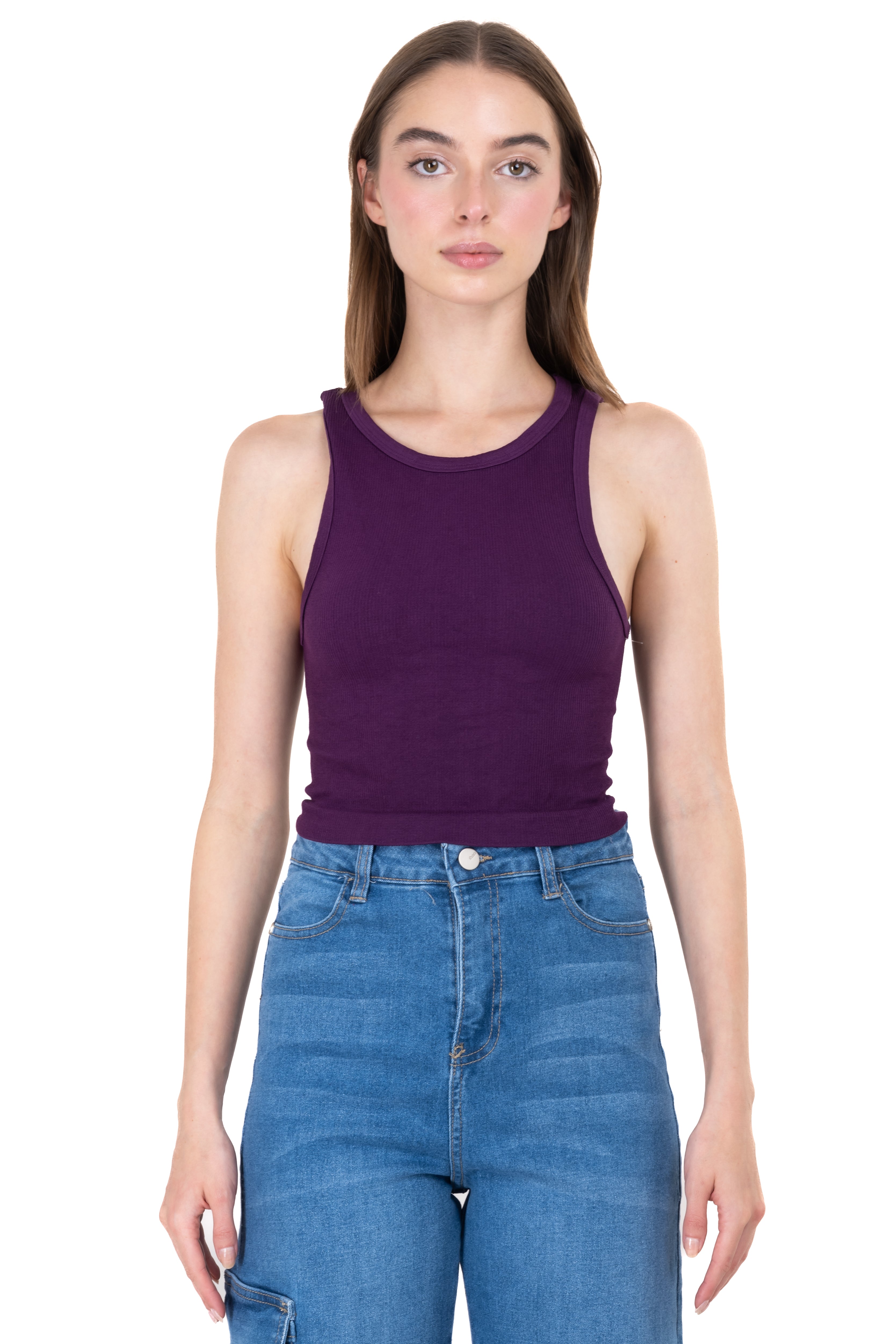 Top Tank Acanalado Liso MORADO