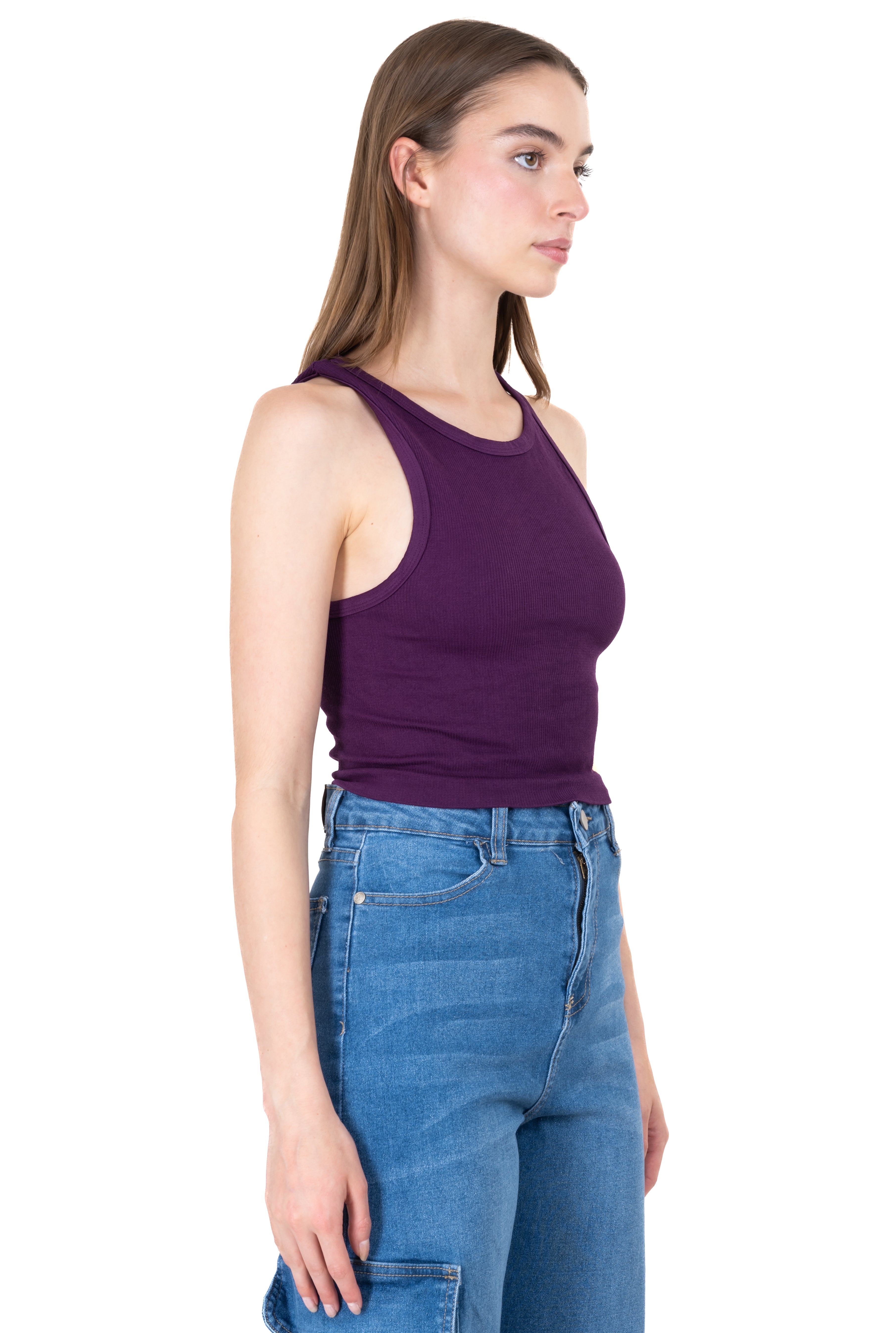 Top Tank Acanalado Liso MORADO