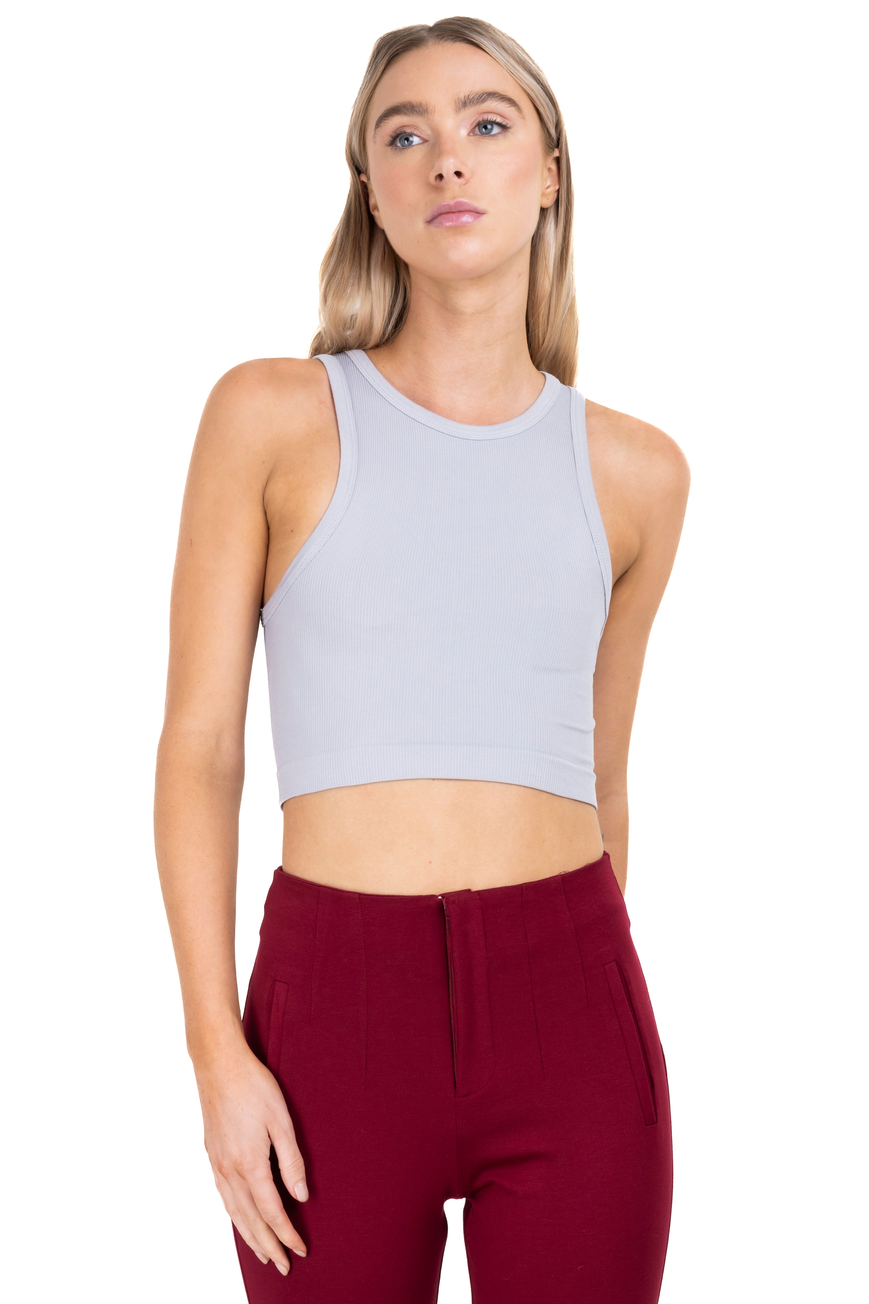 Top Tank Acanalado Liso GRIS CLARO