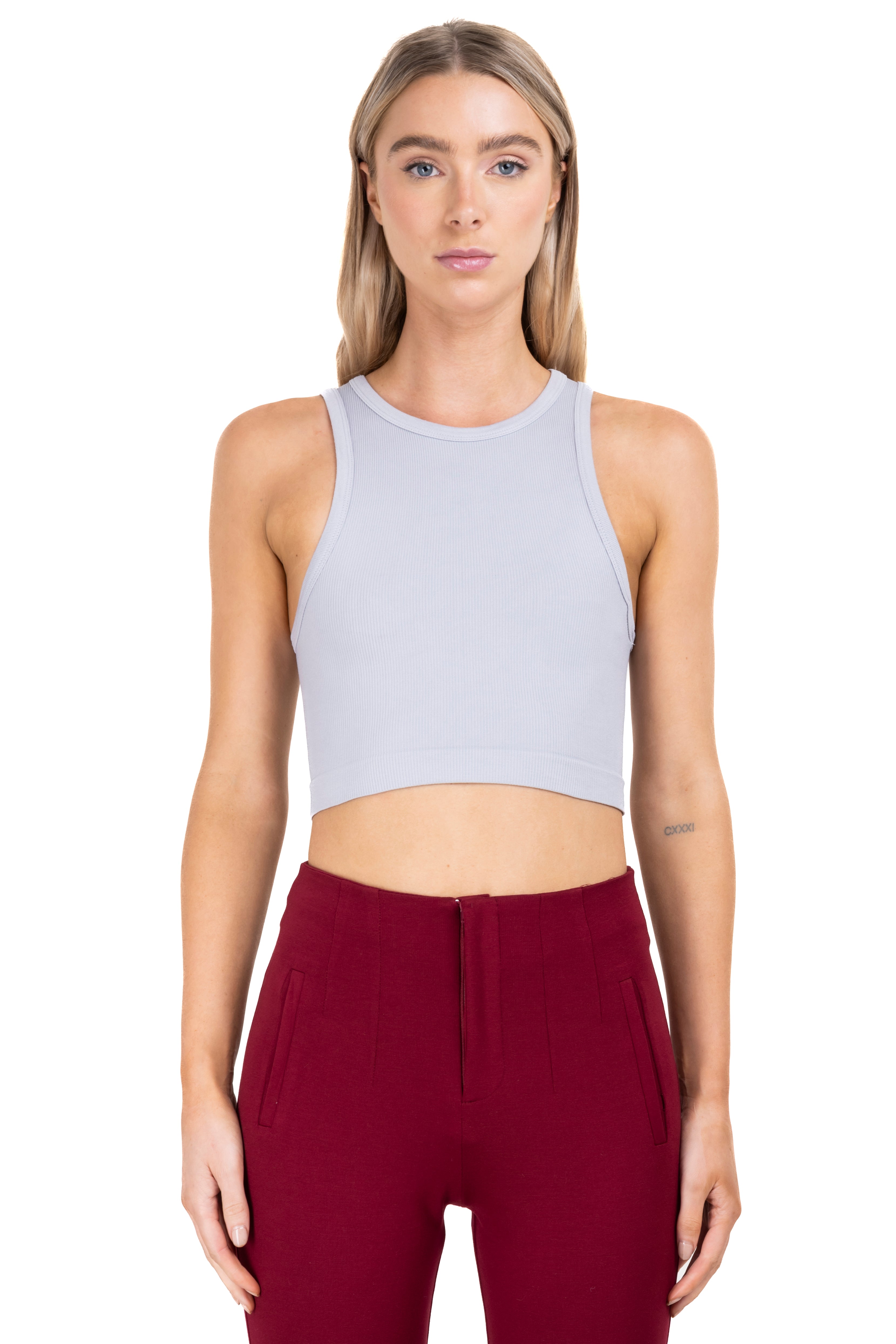 Top Tank Acanalado Liso GRIS CLARO