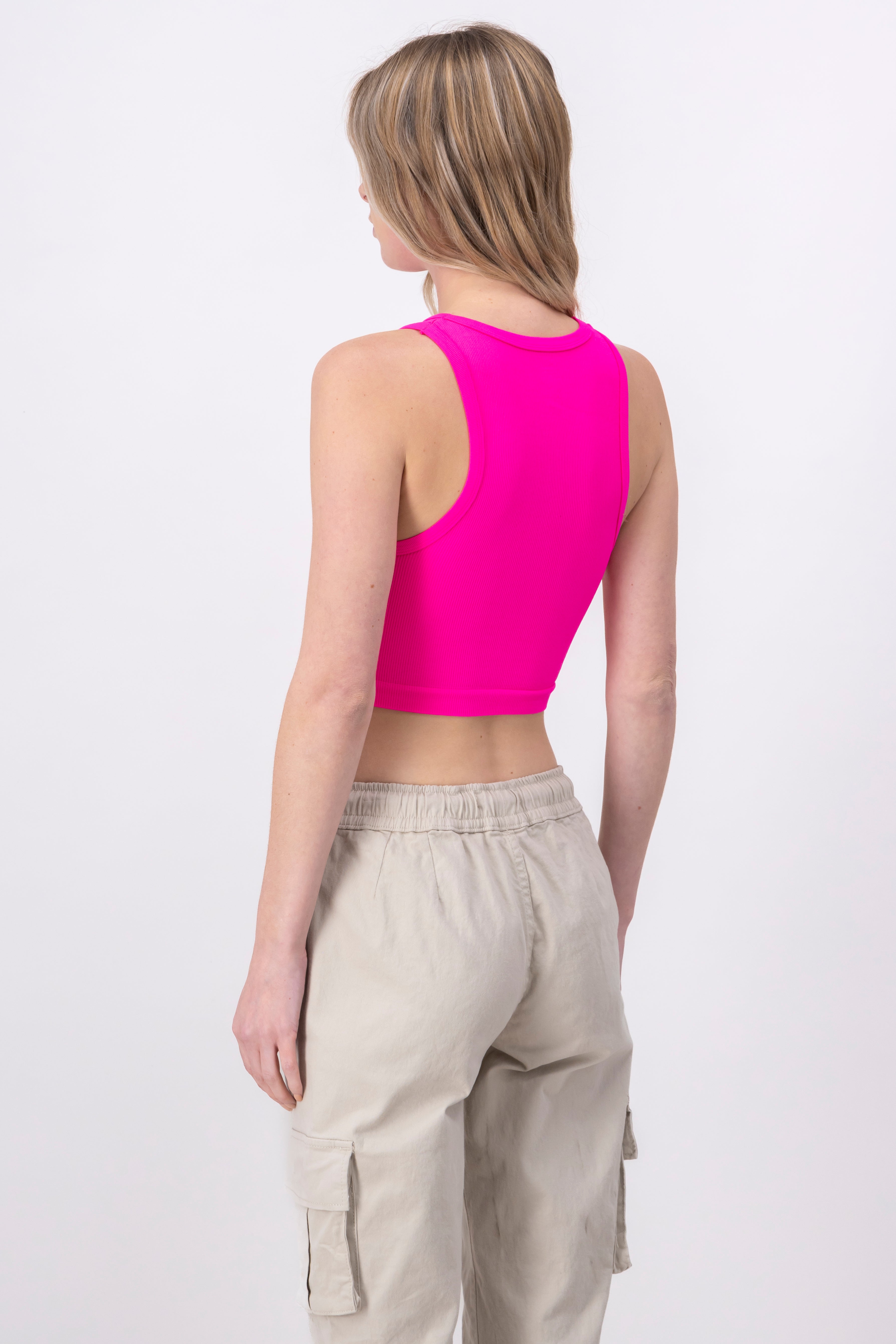 Top Tank Acanalado Liso ROSA NEON