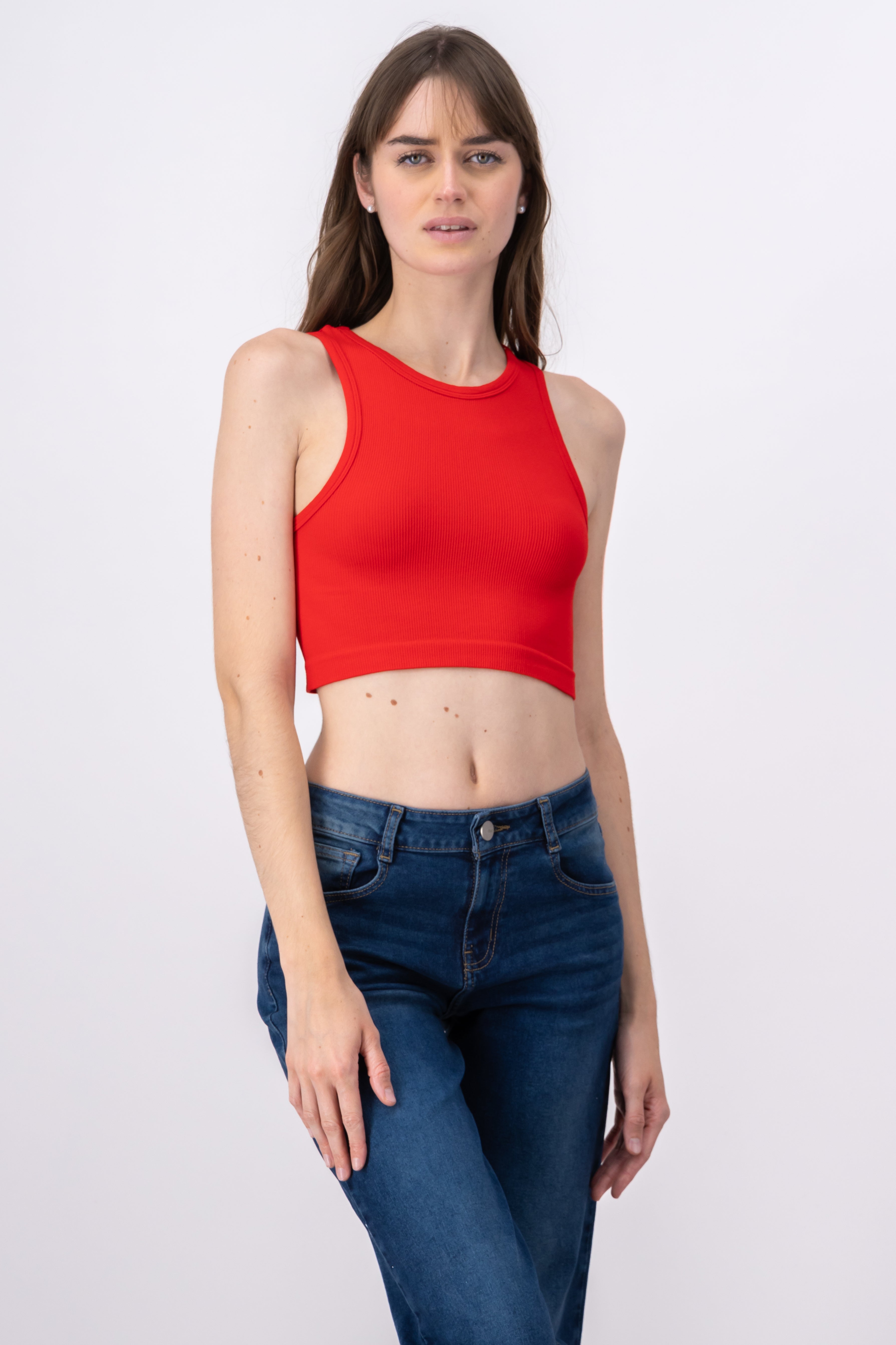 Top Tank Acanalado Liso ROJO