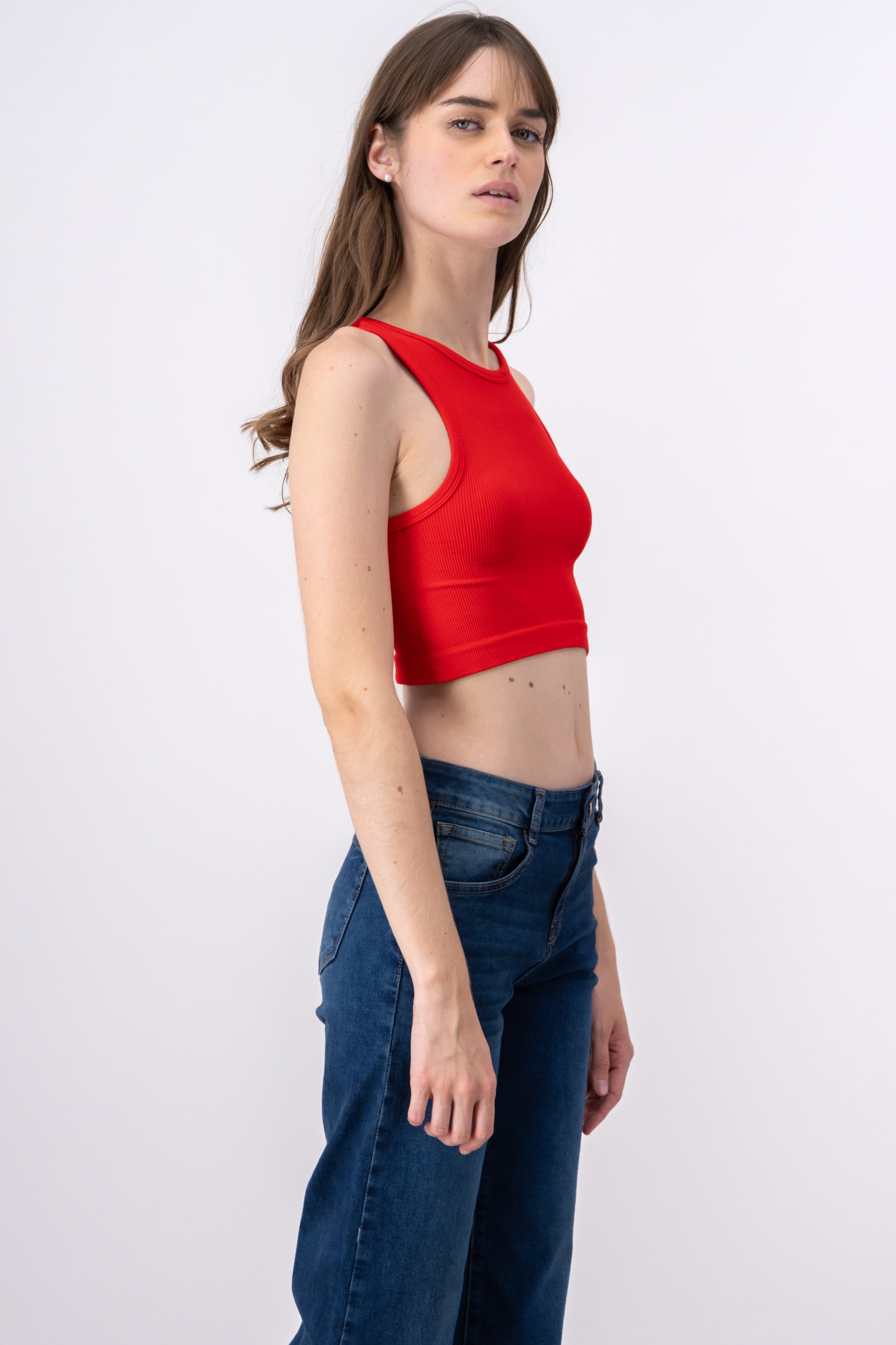 Top Tank Acanalado Liso ROJO