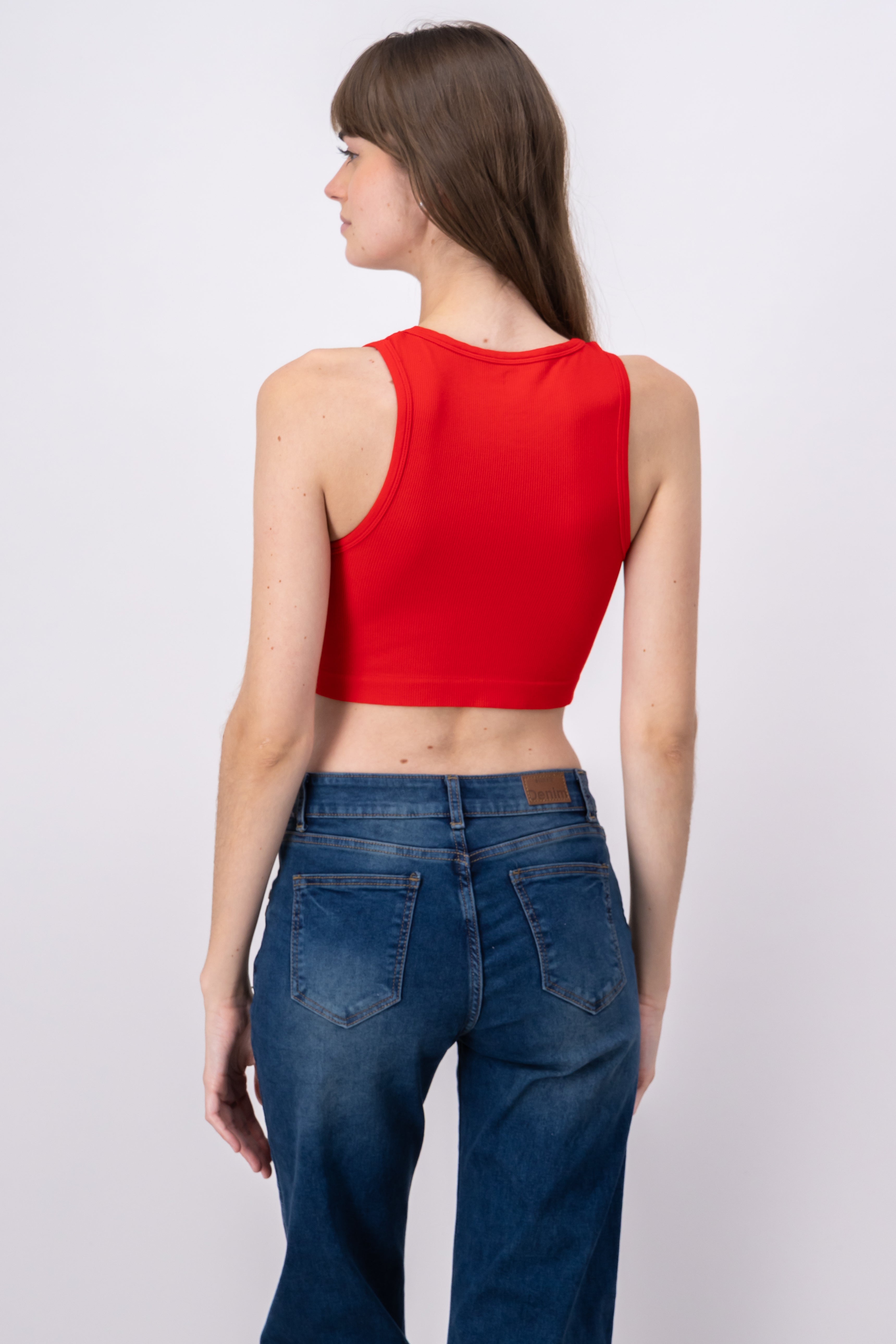 Top Tank Acanalado Liso ROJO