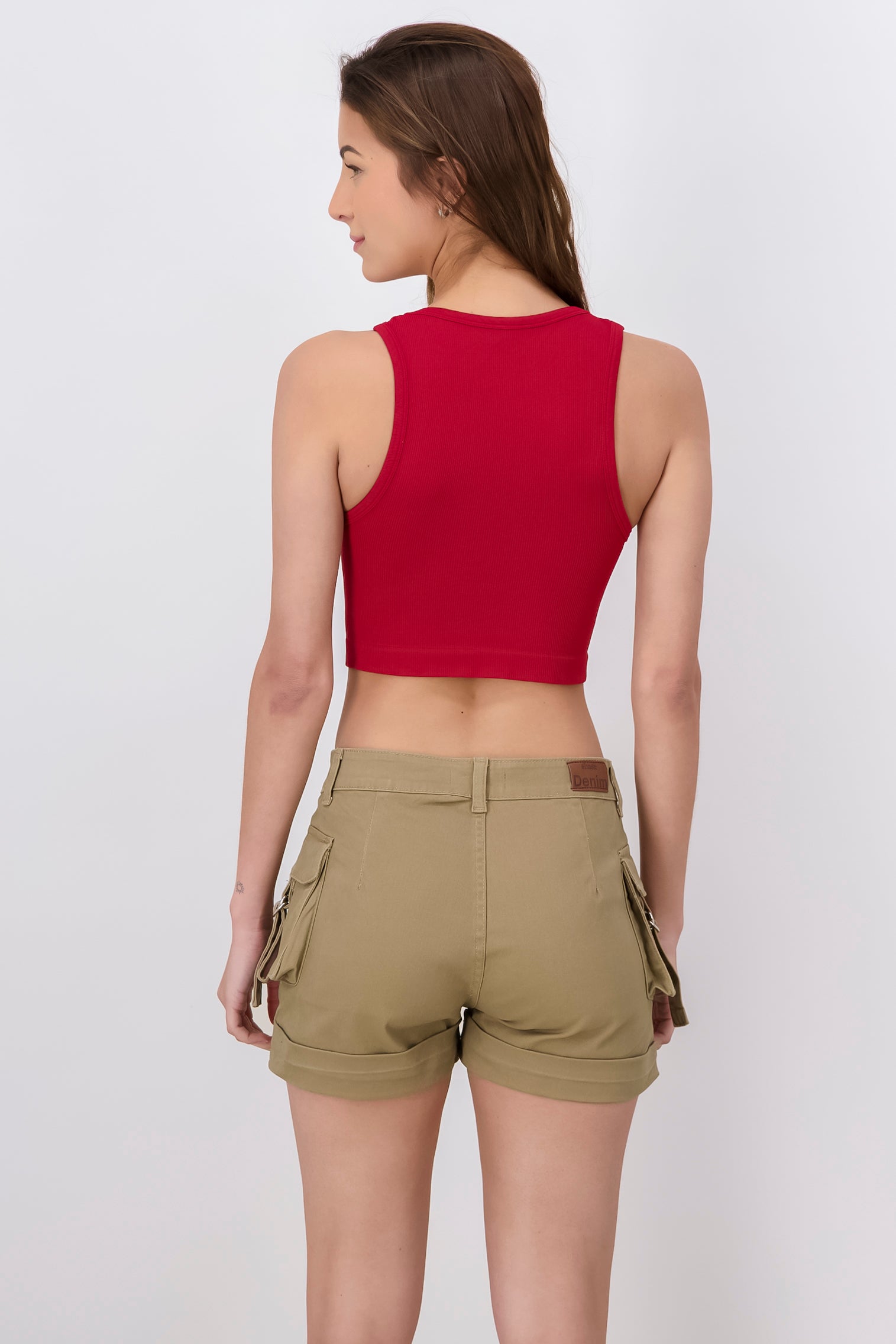 Top Tank Acanalado Liso ROJO CEREZA