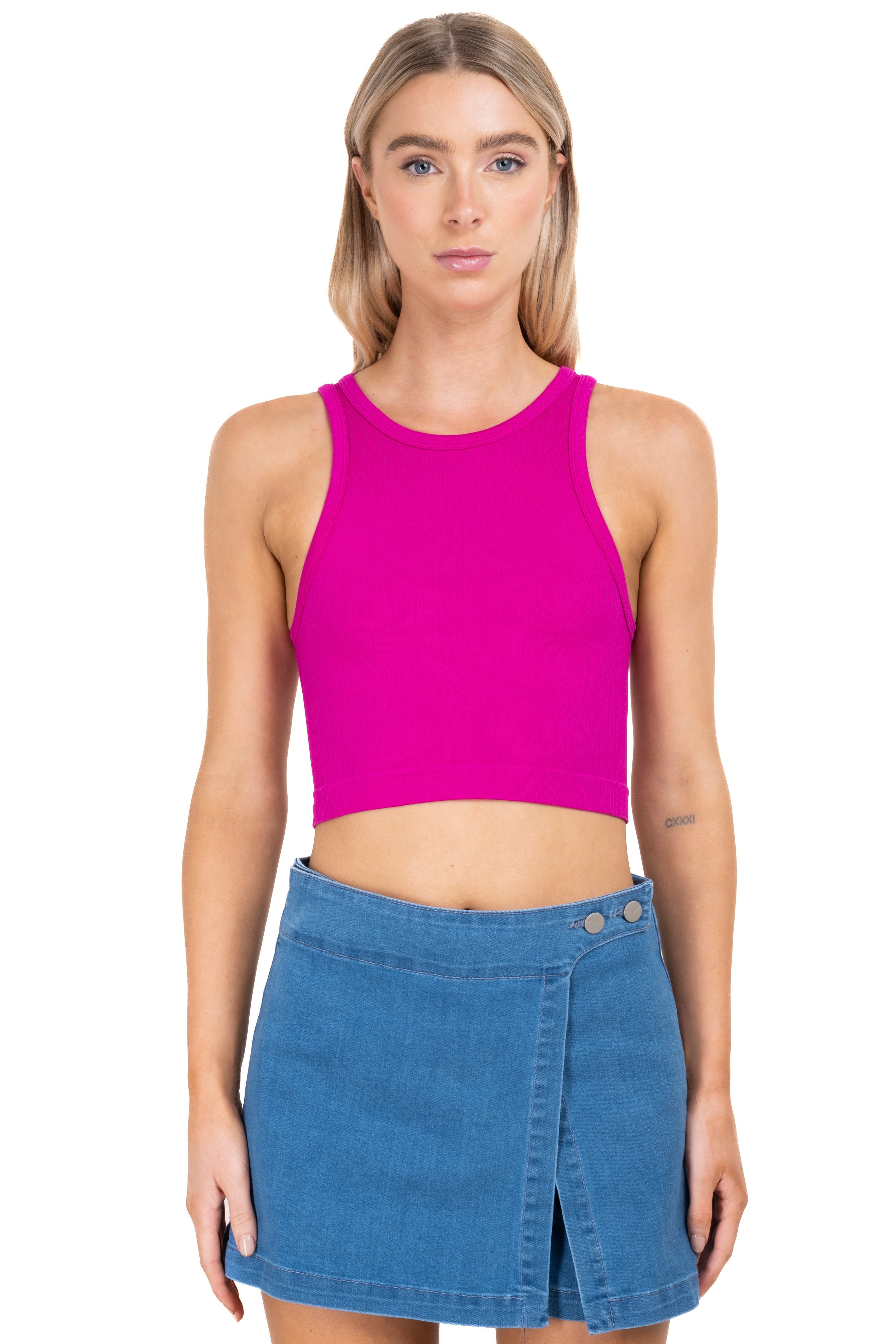 Top Tank Acanalado Liso MAGENTA