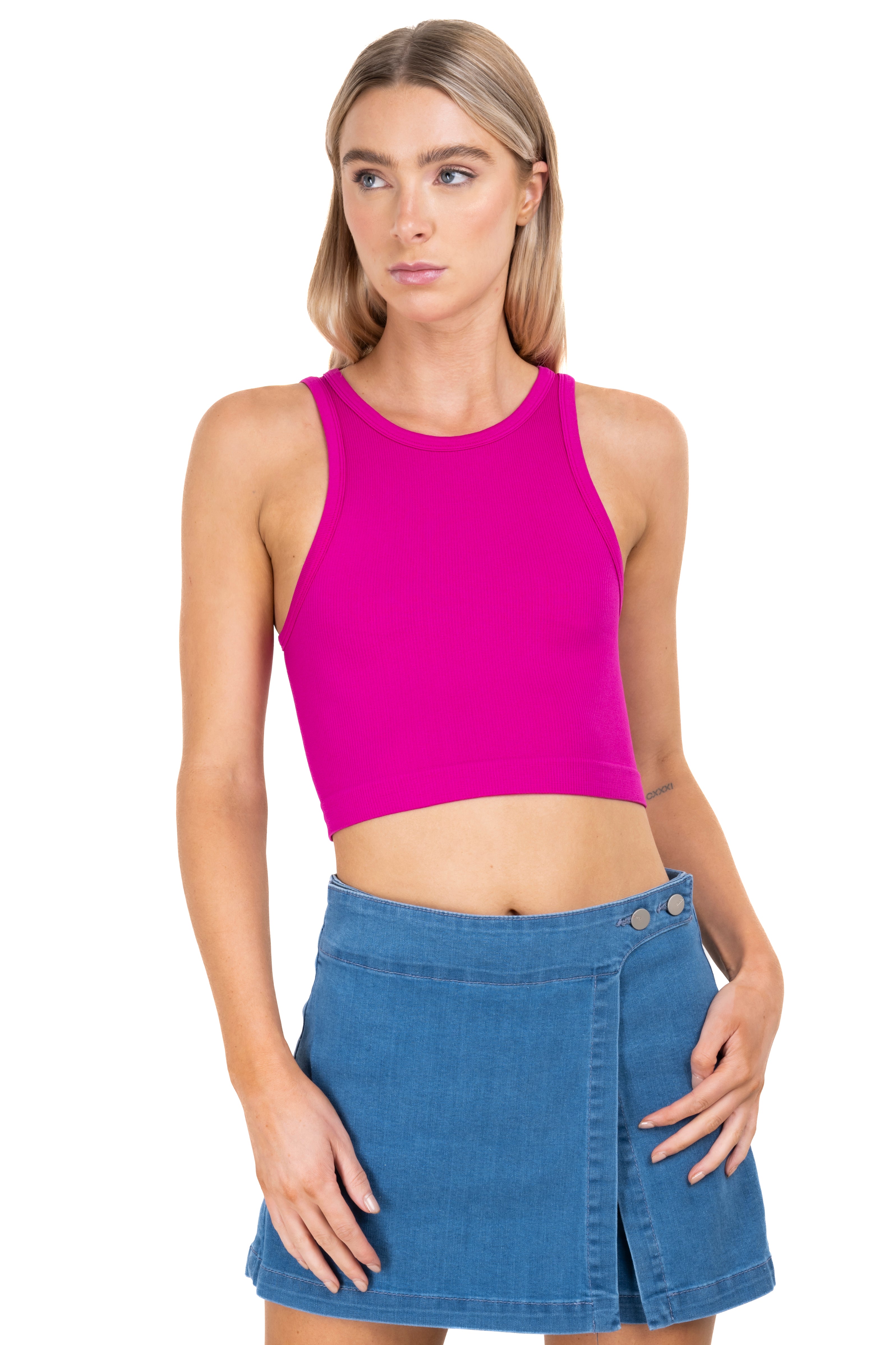 Top Tank Acanalado Liso MAGENTA