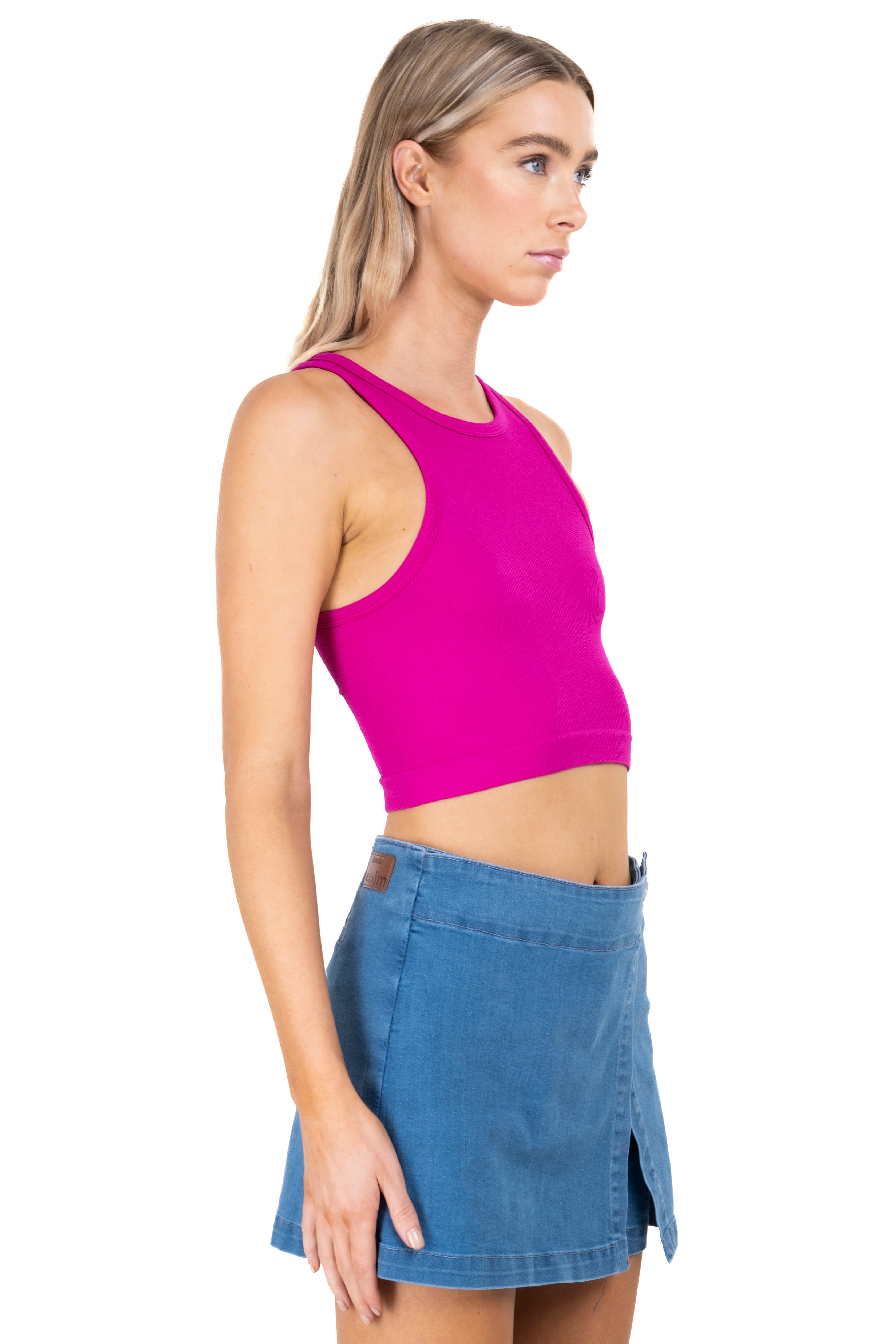 Top Tank Acanalado Liso MAGENTA