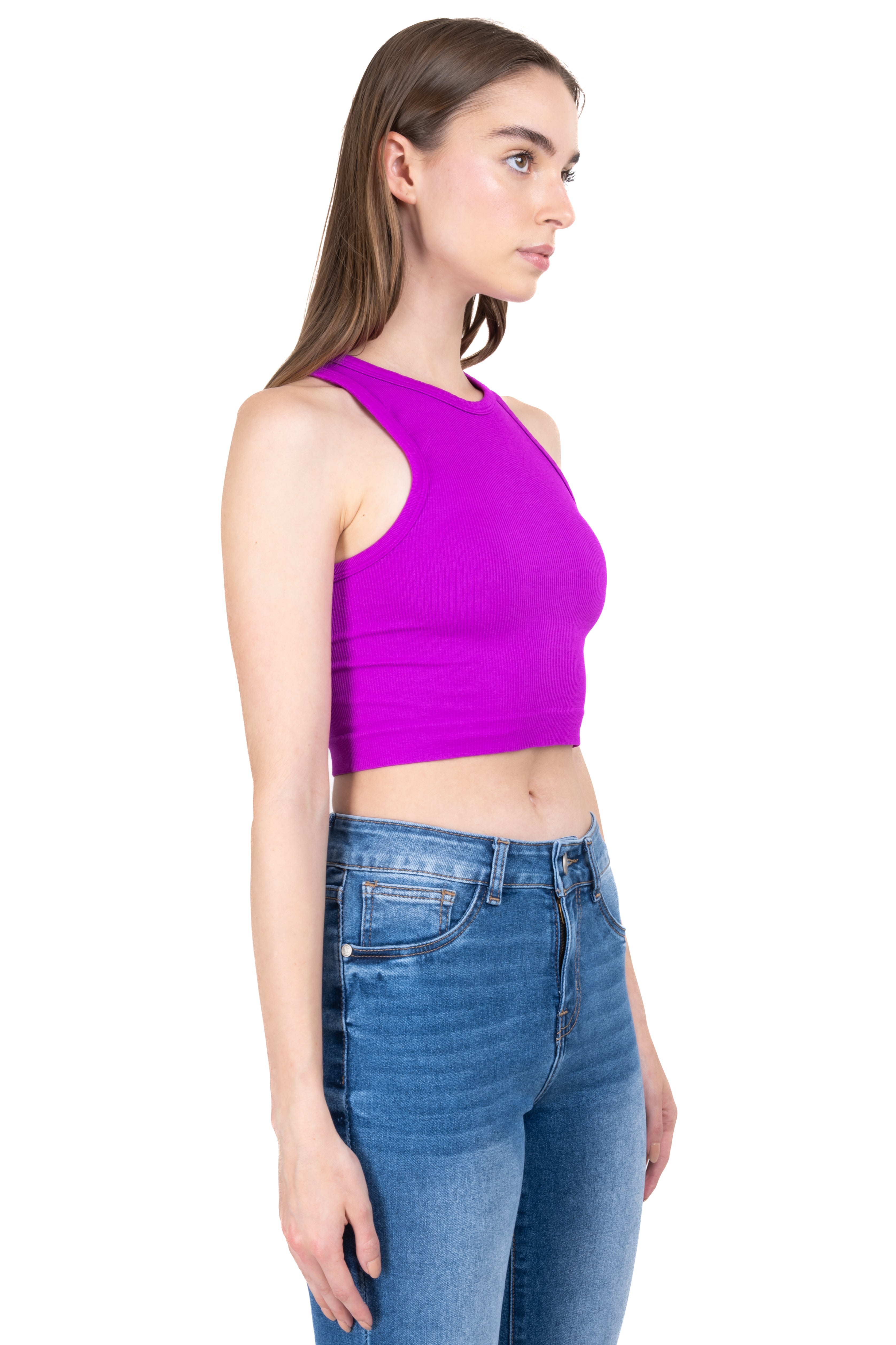 Top Tank Acanalado Liso MORADO BRILLANTE