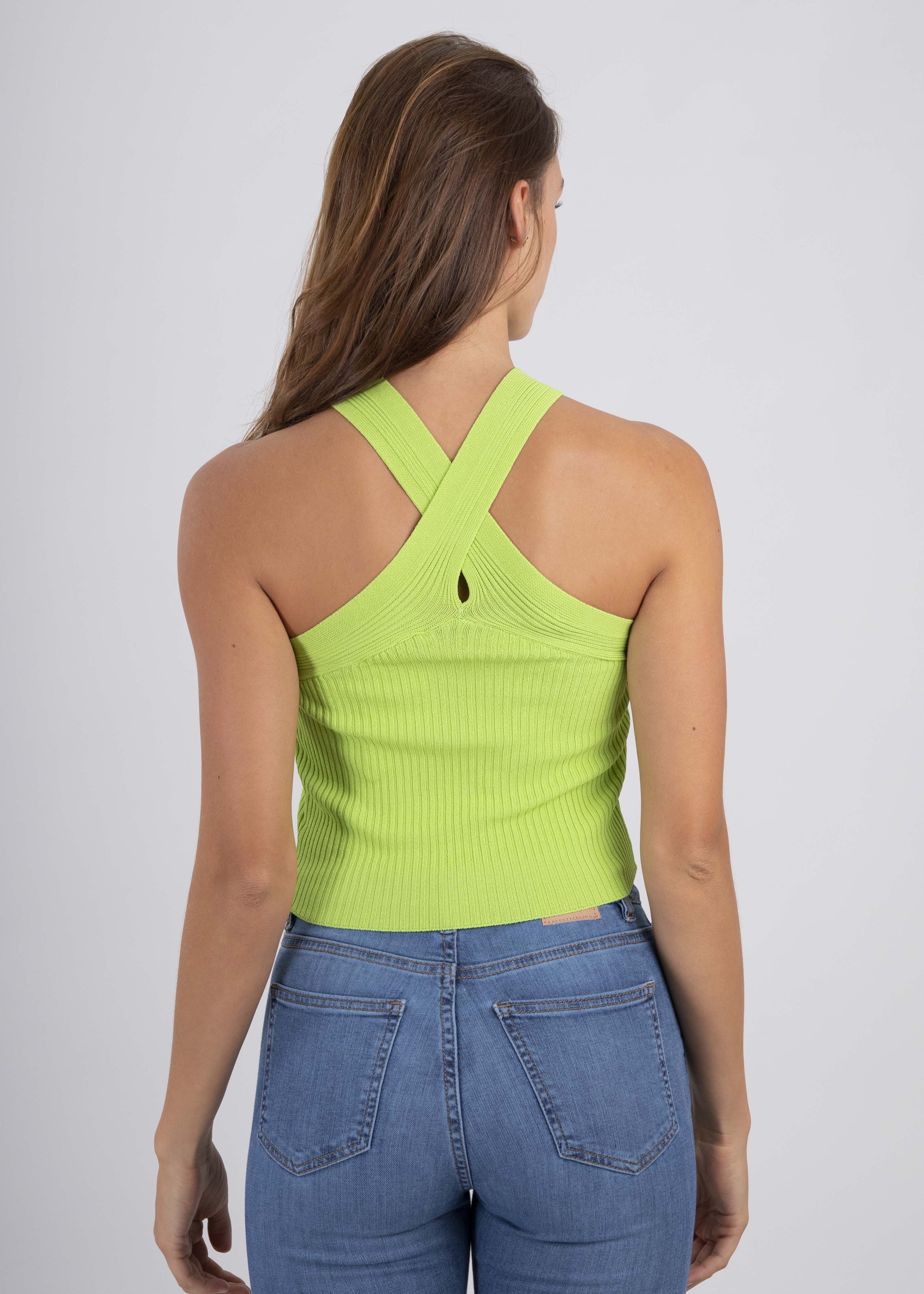 Top tejido cuello halter VERDE LIMA