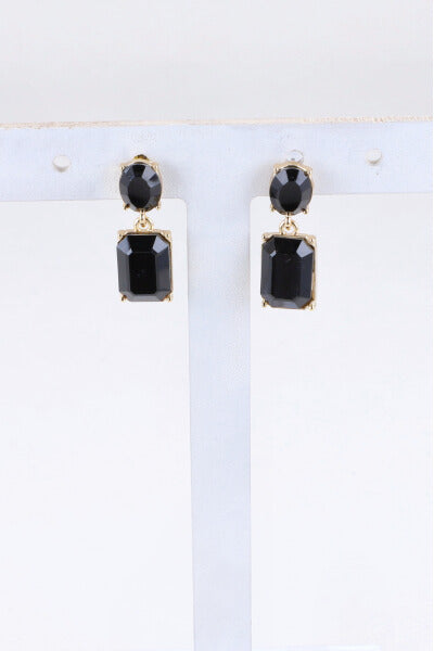 Oval glass box earrings BLACK