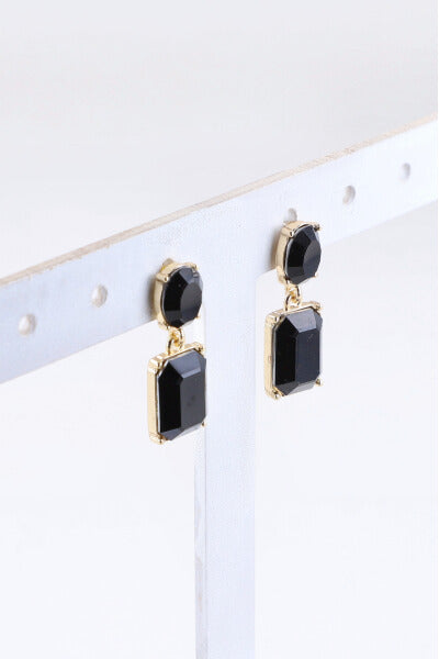 Oval glass box earrings BLACK