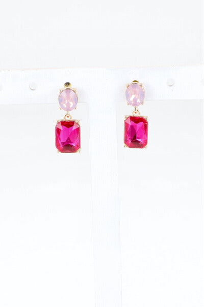 Oval glass box earrings PINK