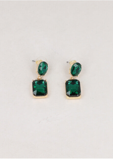 Oval glass box earrings Green hunter