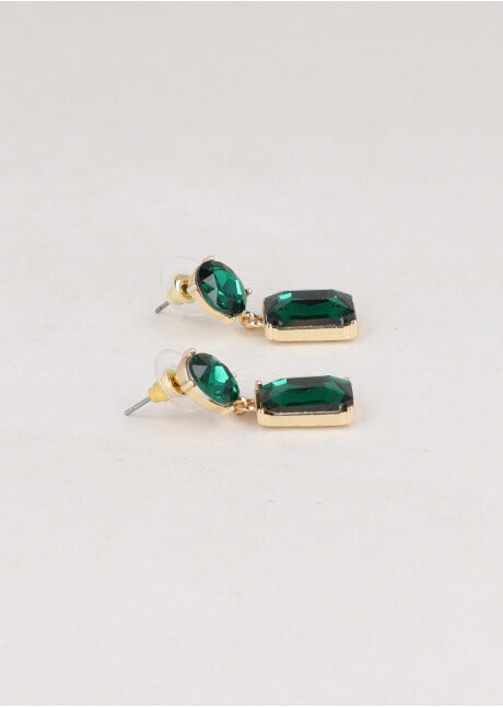 Oval glass box earrings Green hunter