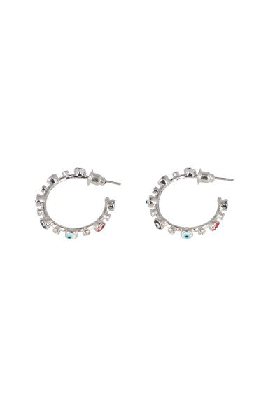 Aretes corazón ojo turco PLATA