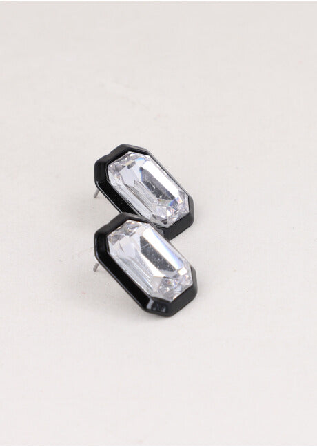 Aretes Cuadro Cristal Orilla NEGRO