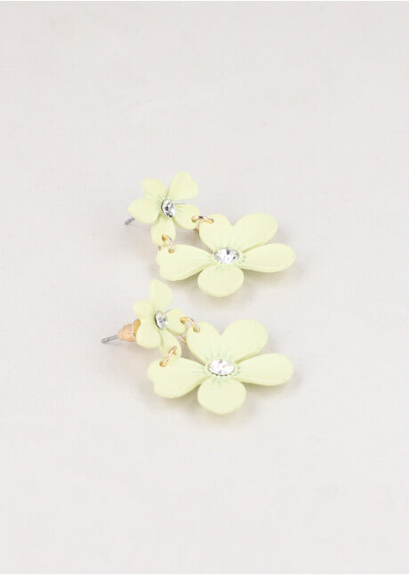 Aretes Doble Flor Color AMARILLO