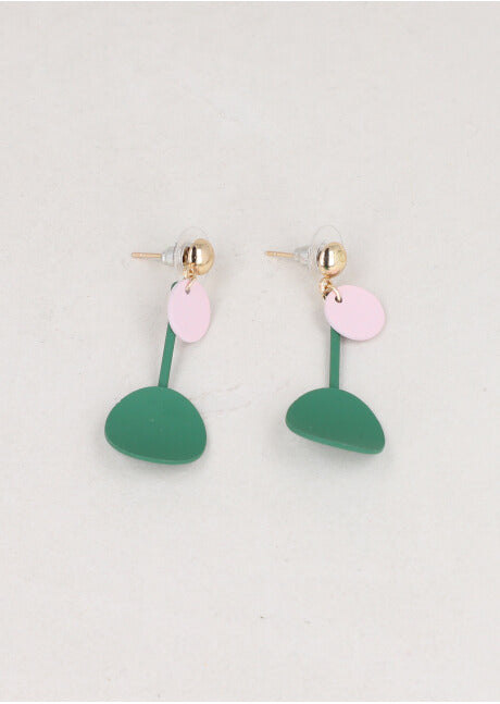 DOUBLE MATTE CIRCLE earrings GREEN