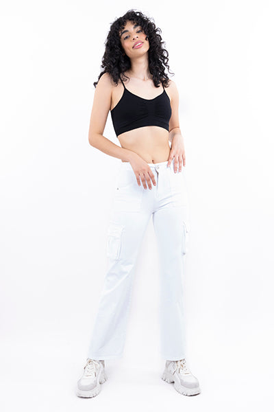 Jeans Costura Alta WHITE