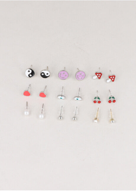 SET 12 PR earrings figurines SILVER