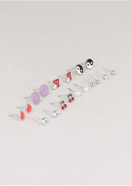 SET 12 PR earrings figurines SILVER