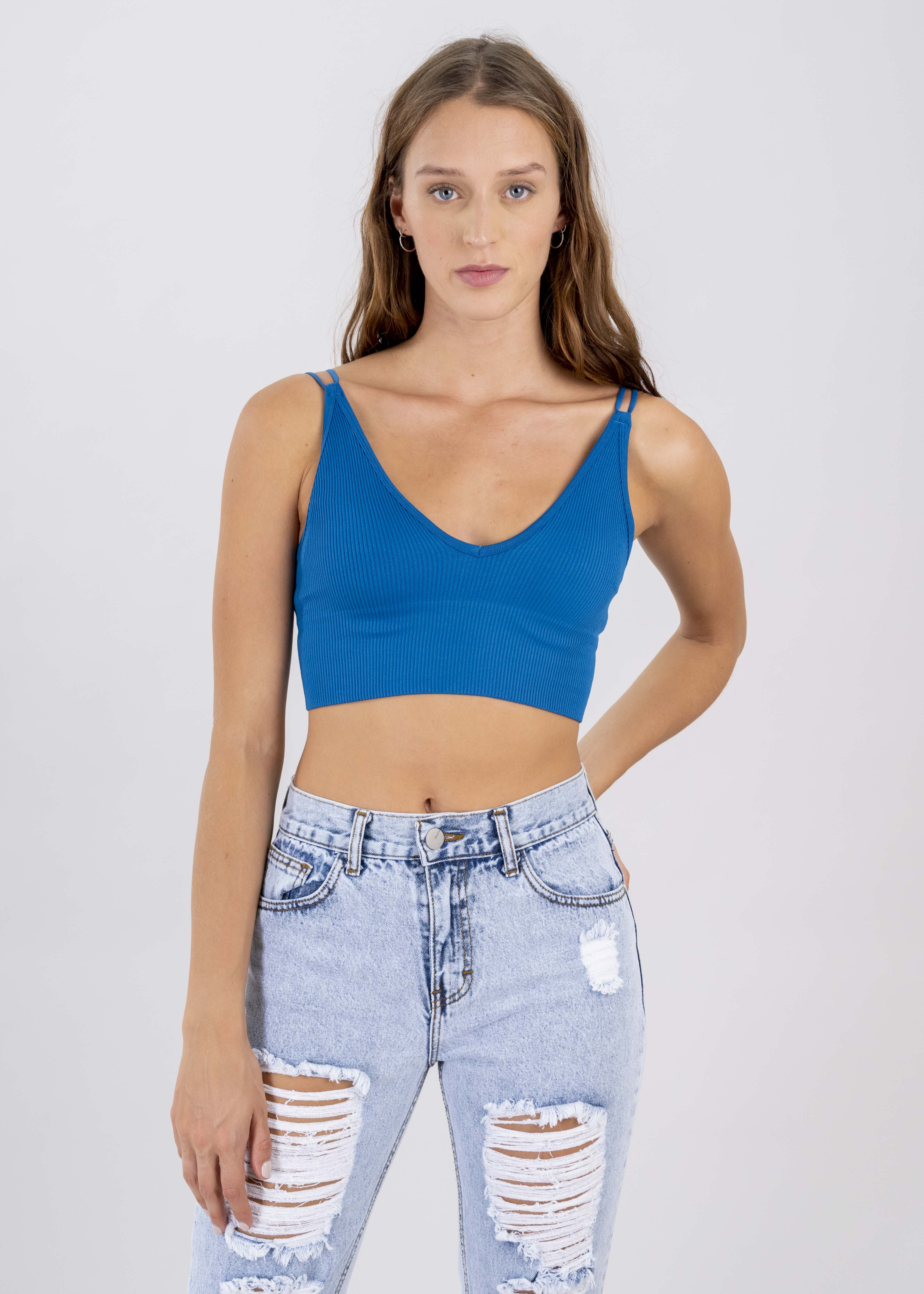 Top Crop Double Stroke King blue