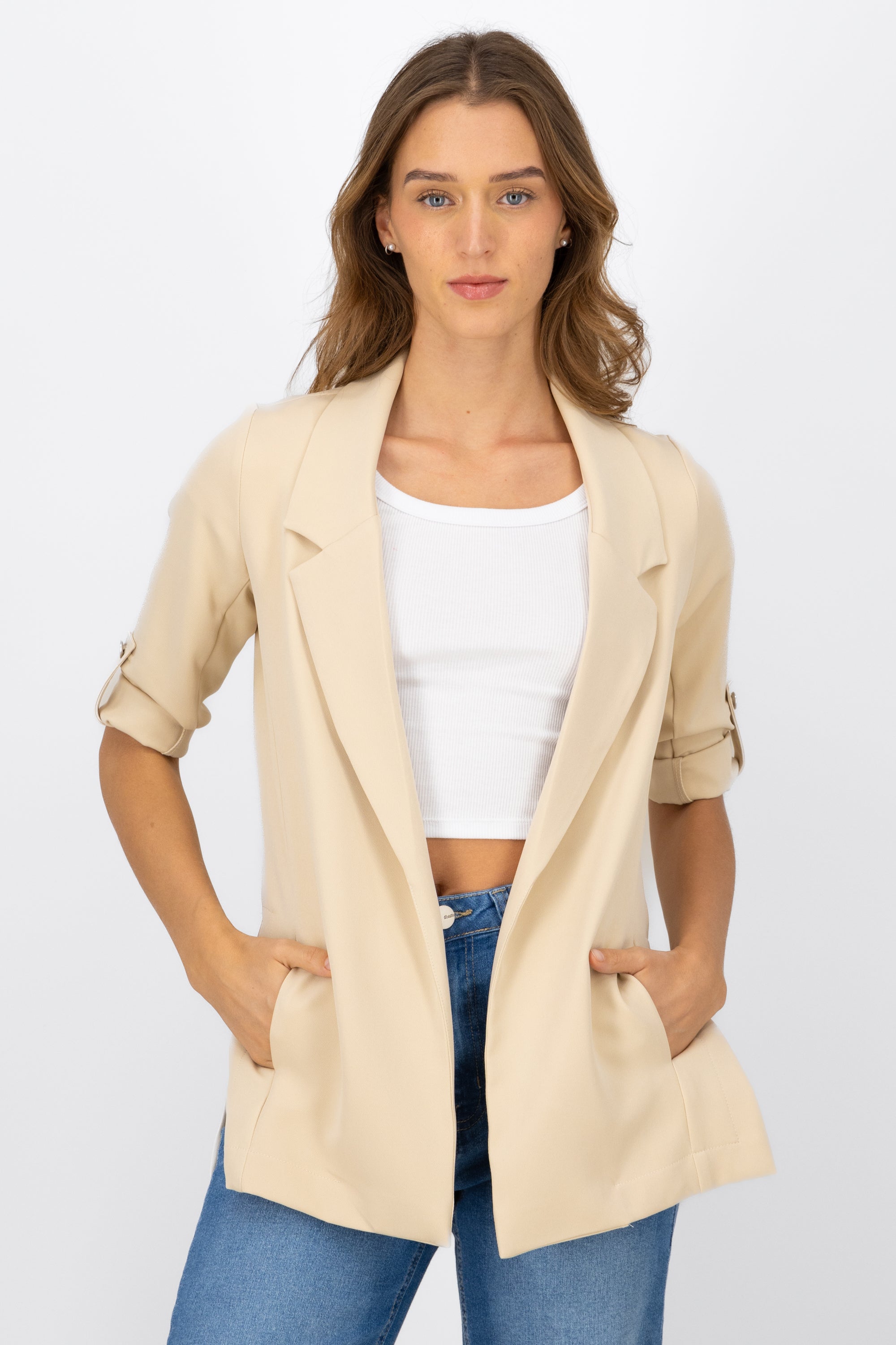 Saco Liso Manga Elevadores BEIGE