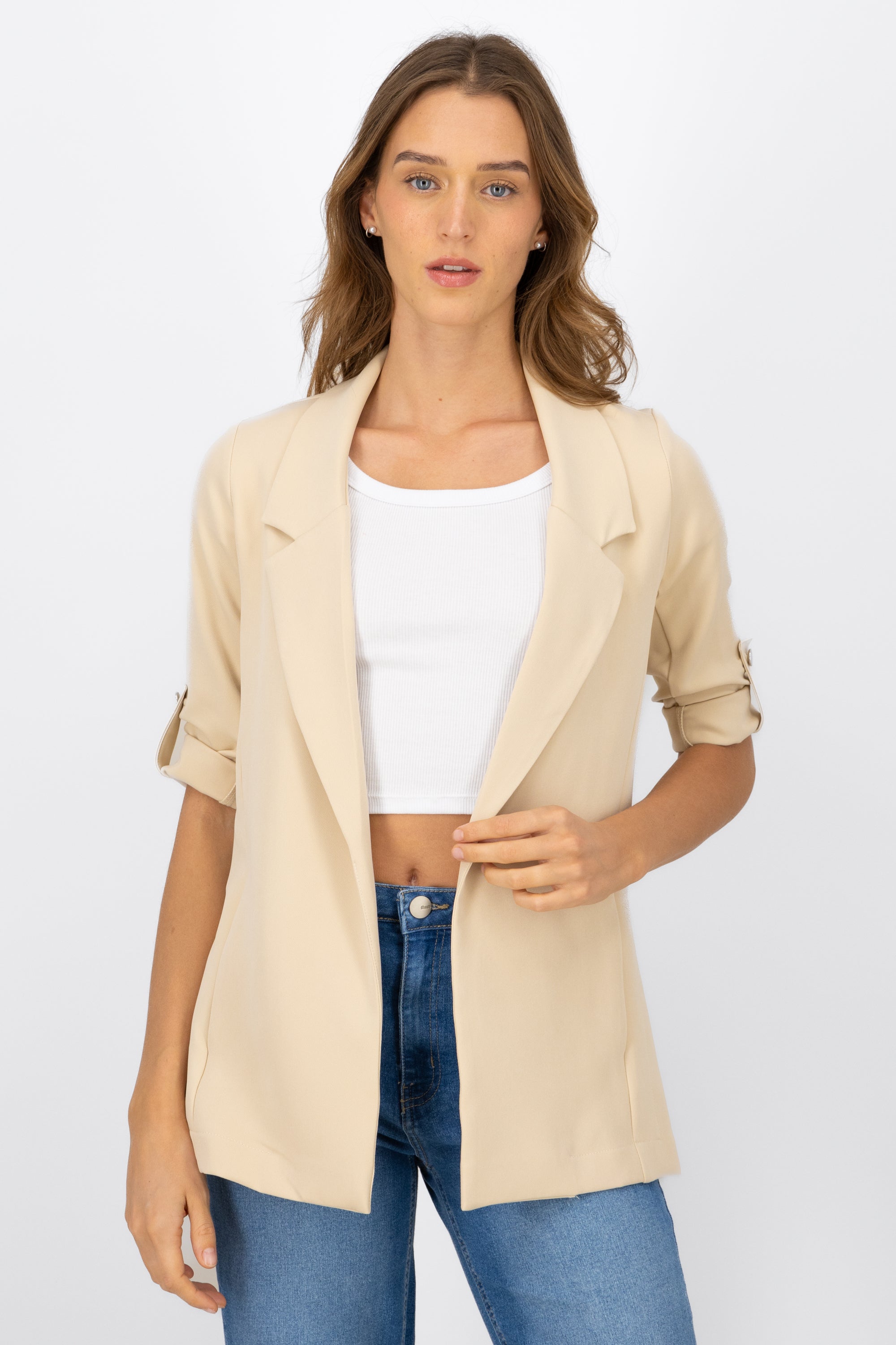 Saco Liso Manga Elevadores BEIGE