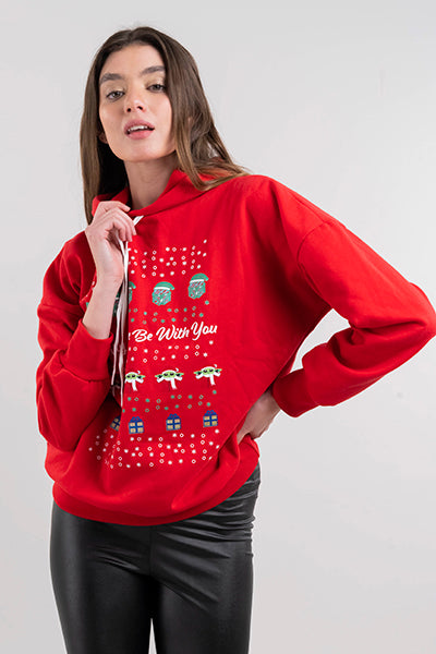 Hoodie estampado navideño Star Wars ROJO