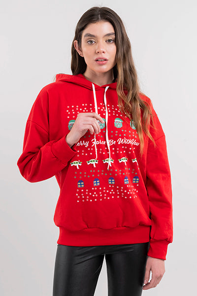 Hoodie estampado navideño Star Wars ROJO