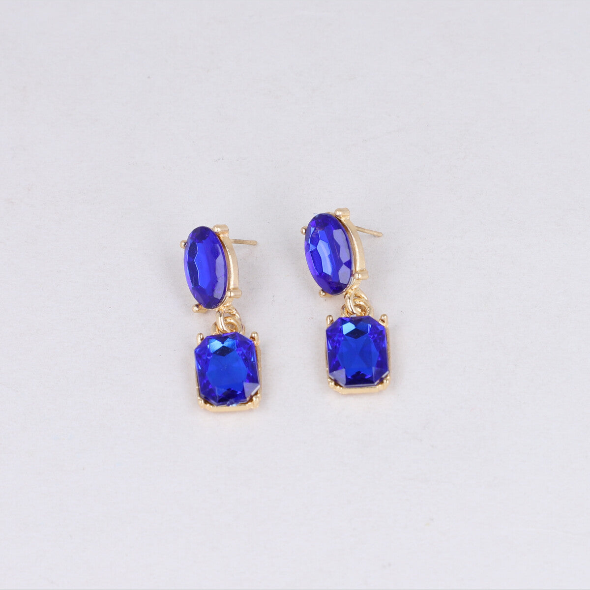 Aretes Doble Cristal Color AZUL