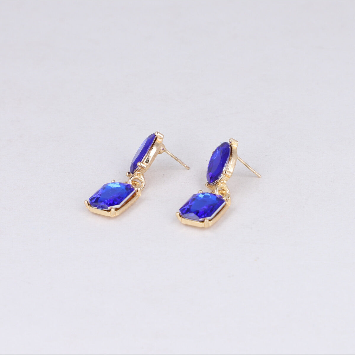 Aretes Doble Cristal Color AZUL