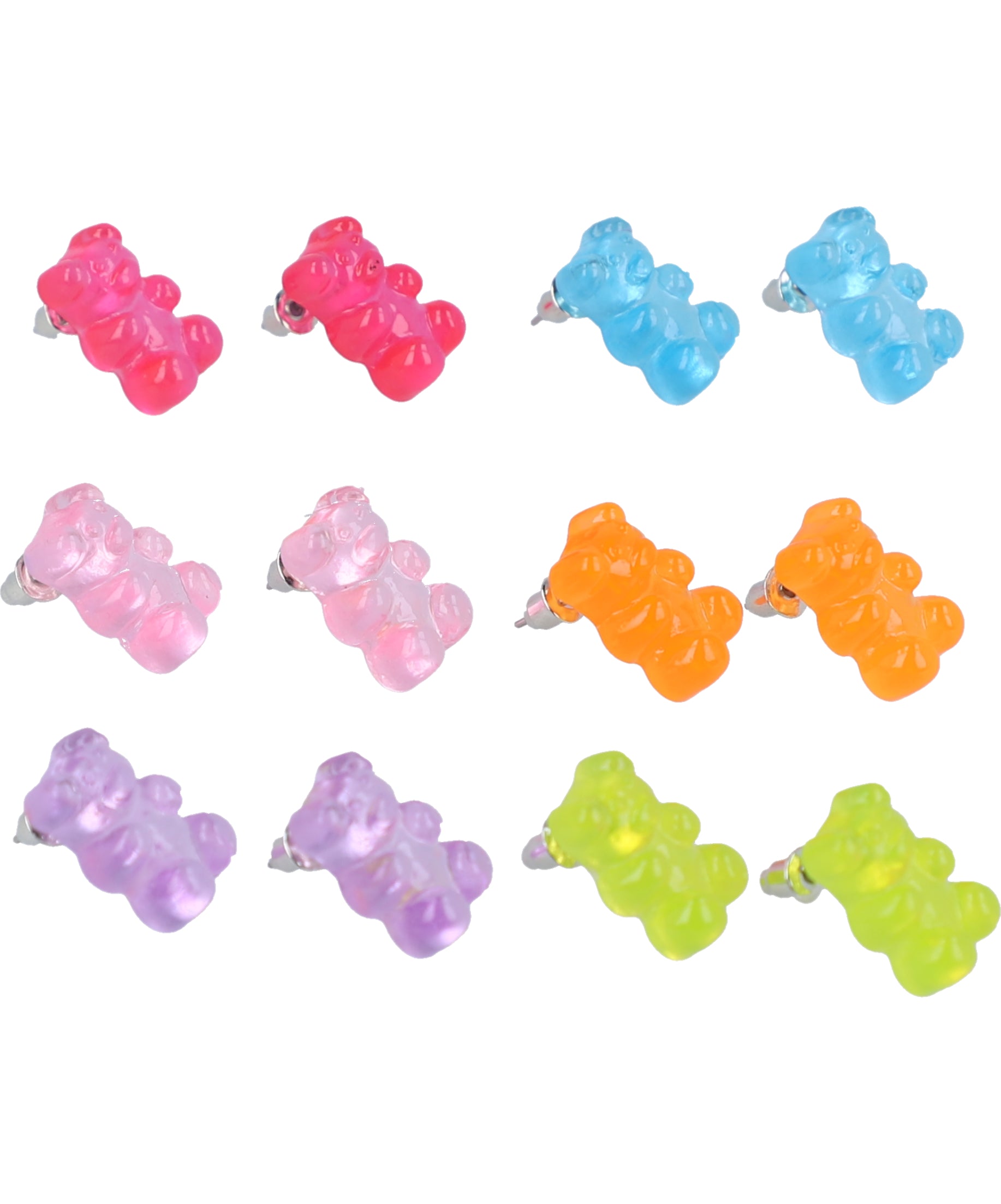 SET 6 Pares Osito Gummy earrings MULTICOLORED